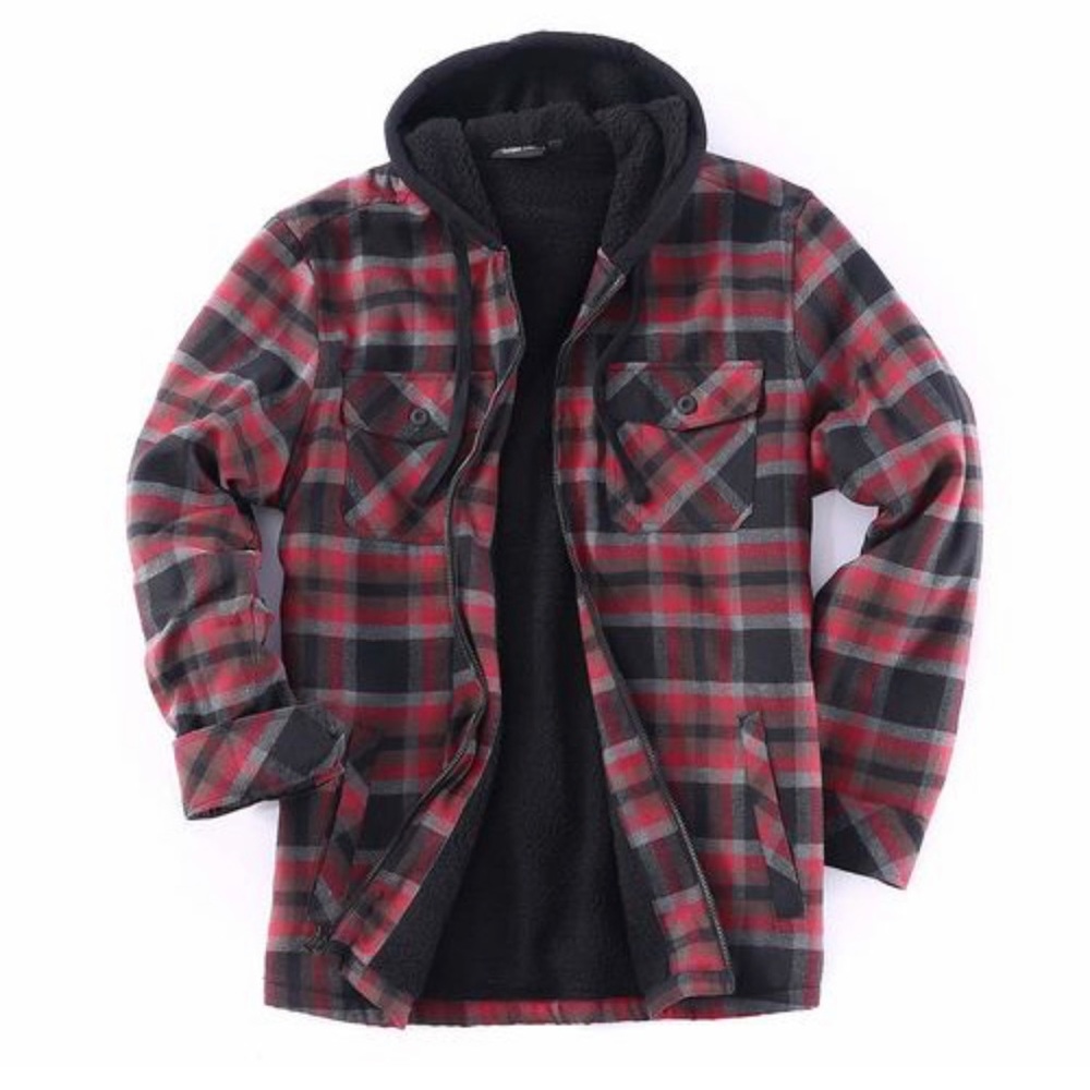 - Flannel fleece lined hoodie flannel size XXL brand new with side pockets